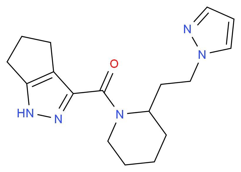 3-({2-[2-(1H-pyrazol-1-yl)ethyl]-1-piperidinyl}carbonyl)-1,4,5,6-tetrahydrocyclopenta[c]pyrazole_分子结构_CAS_)