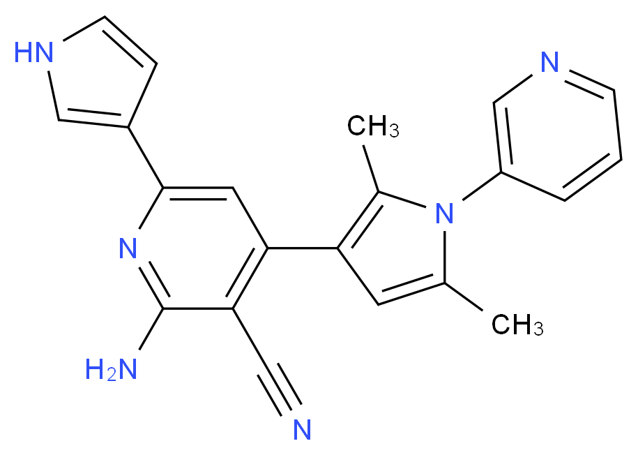 2-amino-4-(2,5-dimethyl-1-pyridin-3-yl-1H-pyrrol-3-yl)-6-(1H-pyrrol-3-yl)nicotinonitrile_分子结构_CAS_)