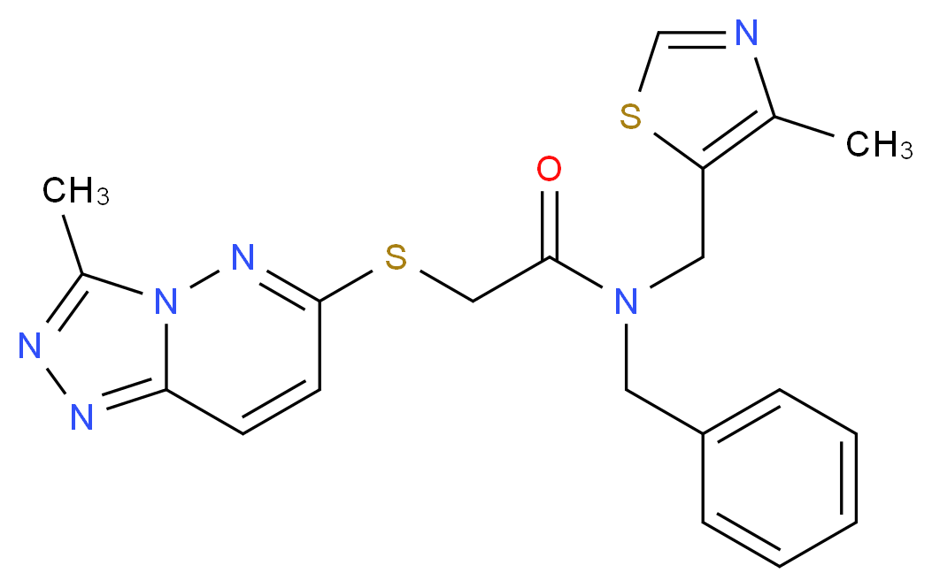 N-benzyl-N-[(4-methyl-1,3-thiazol-5-yl)methyl]-2-[(3-methyl[1,2,4]triazolo[4,3-b]pyridazin-6-yl)thio]acetamide_分子结构_CAS_)