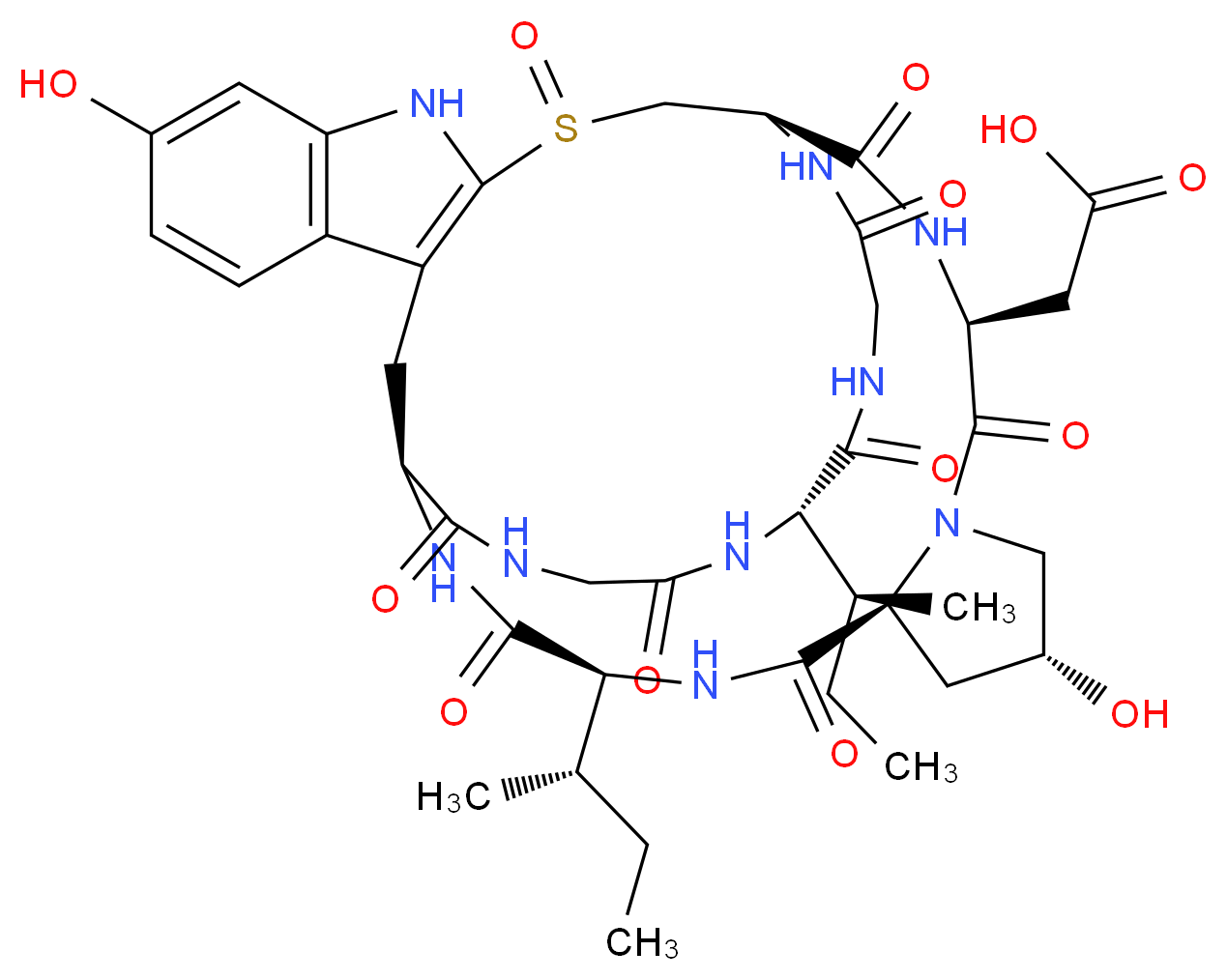 2-[(1R,4S,8R,10S,13S,16S,34S)-13,34-bis[(2S)-butan-2-yl]-8,22-dihydroxy-2,5,11,14,27,30,33,36,39-nonaoxo-27λ<sup>4</sup>-thia-3,6,12,15,25,29,32,35,38-nonaazapentacyclo[14.12.11.0<sup>6</sup>,<sup>1</sup><sup>0</sup>.0<sup>1</sup><sup>8</sup>,<sup>2</sup><sup>6</sup>.0<sup>1</sup><sup>9</sup>,<sup>2</sup><sup>4</sup>]nonatriaconta-18(26),19,21,23-tetraen-4-yl]acetic acid_分子结构_CAS_54532-45-5