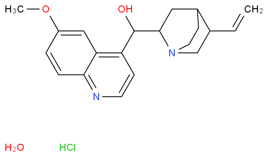 {5-ethenyl-1-azabicyclo[2.2.2]octan-2-yl}(6-methoxyquinolin-4-yl)methanol hydrate hydrochloride_分子结构_CAS_6151-40-2