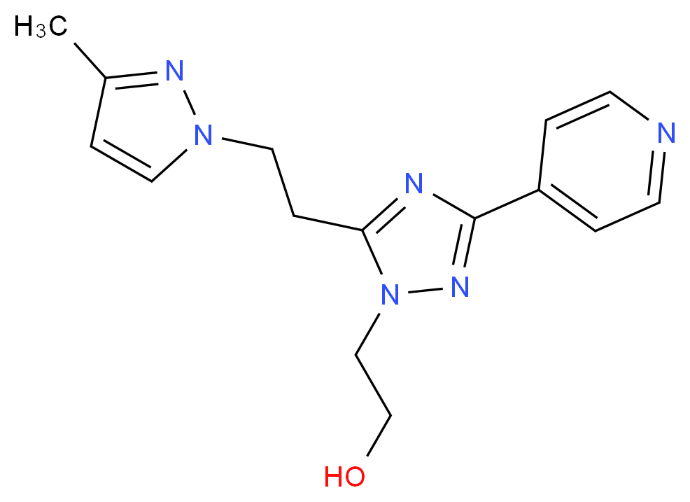 2-{5-[2-(3-methyl-1H-pyrazol-1-yl)ethyl]-3-pyridin-4-yl-1H-1,2,4-triazol-1-yl}ethanol_分子结构_CAS_)