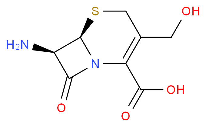 (6R,7R)-7-amino-3-(hydroxymethyl)-8-oxo-5-thia-1-azabicyclo[4.2.0]oct-2-ene-2-carboxylic acid_分子结构_CAS_15690-38-7