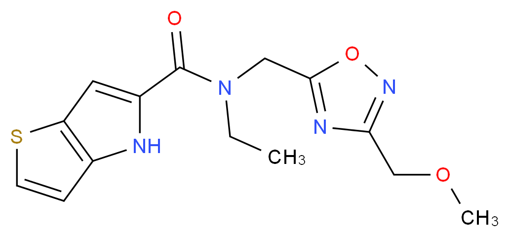N-ethyl-N-{[3-(methoxymethyl)-1,2,4-oxadiazol-5-yl]methyl}-4H-thieno[3,2-b]pyrrole-5-carboxamide_分子结构_CAS_)