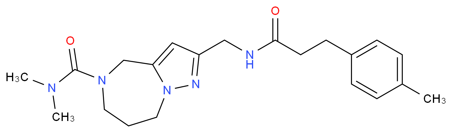 N,N-dimethyl-2-({[3-(4-methylphenyl)propanoyl]amino}methyl)-7,8-dihydro-4H-pyrazolo[1,5-a][1,4]diazepine-5(6H)-carboxamide_分子结构_CAS_)