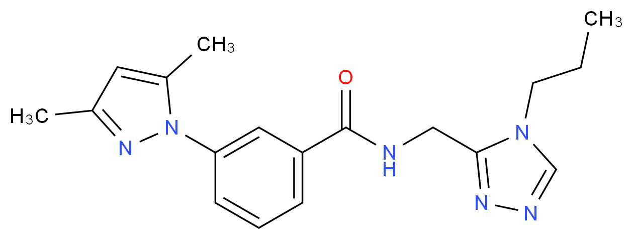 3-(3,5-dimethyl-1H-pyrazol-1-yl)-N-[(4-propyl-4H-1,2,4-triazol-3-yl)methyl]benzamide_分子结构_CAS_)