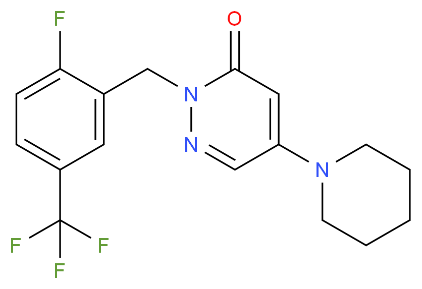 2-[2-fluoro-5-(trifluoromethyl)benzyl]-5-(1-piperidinyl)-3(2H)-pyridazinone_分子结构_CAS_)