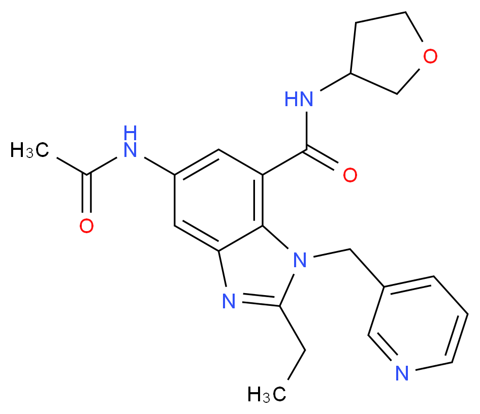 5-(acetylamino)-2-ethyl-1-(3-pyridinylmethyl)-N-(tetrahydro-3-furanyl)-1H-benzimidazole-7-carboxamide_分子结构_CAS_)