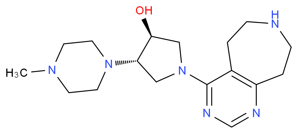(3S*,4S*)-4-(4-methylpiperazin-1-yl)-1-(6,7,8,9-tetrahydro-5H-pyrimido[4,5-d]azepin-4-yl)pyrrolidin-3-ol_分子结构_CAS_)