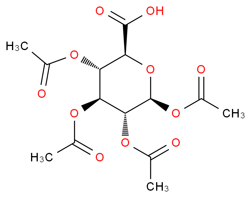 (2S,3S,4S,5R,6S)-3,4,5,6-tetrakis(acetyloxy)oxane-2-carboxylic acid_分子结构_CAS_62133-77-1