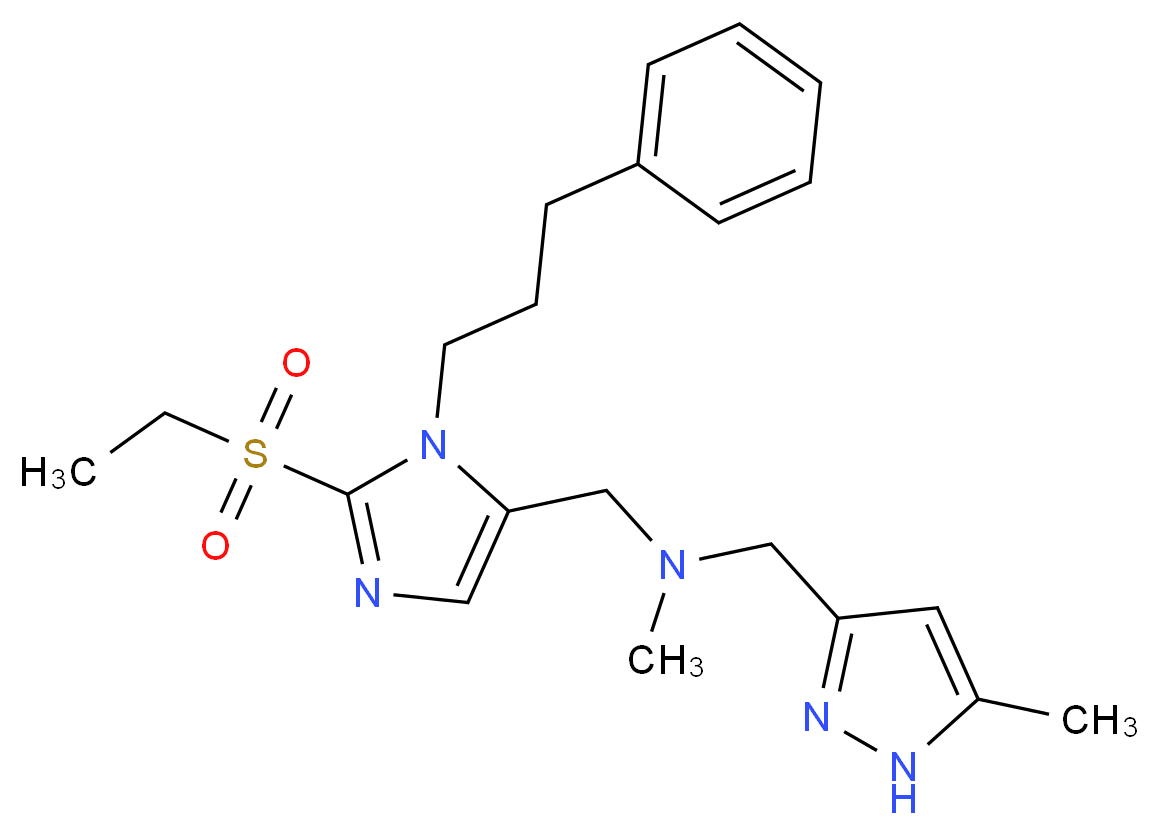 1-[2-(ethylsulfonyl)-1-(3-phenylpropyl)-1H-imidazol-5-yl]-N-methyl-N-[(5-methyl-1H-pyrazol-3-yl)methyl]methanamine_分子结构_CAS_)