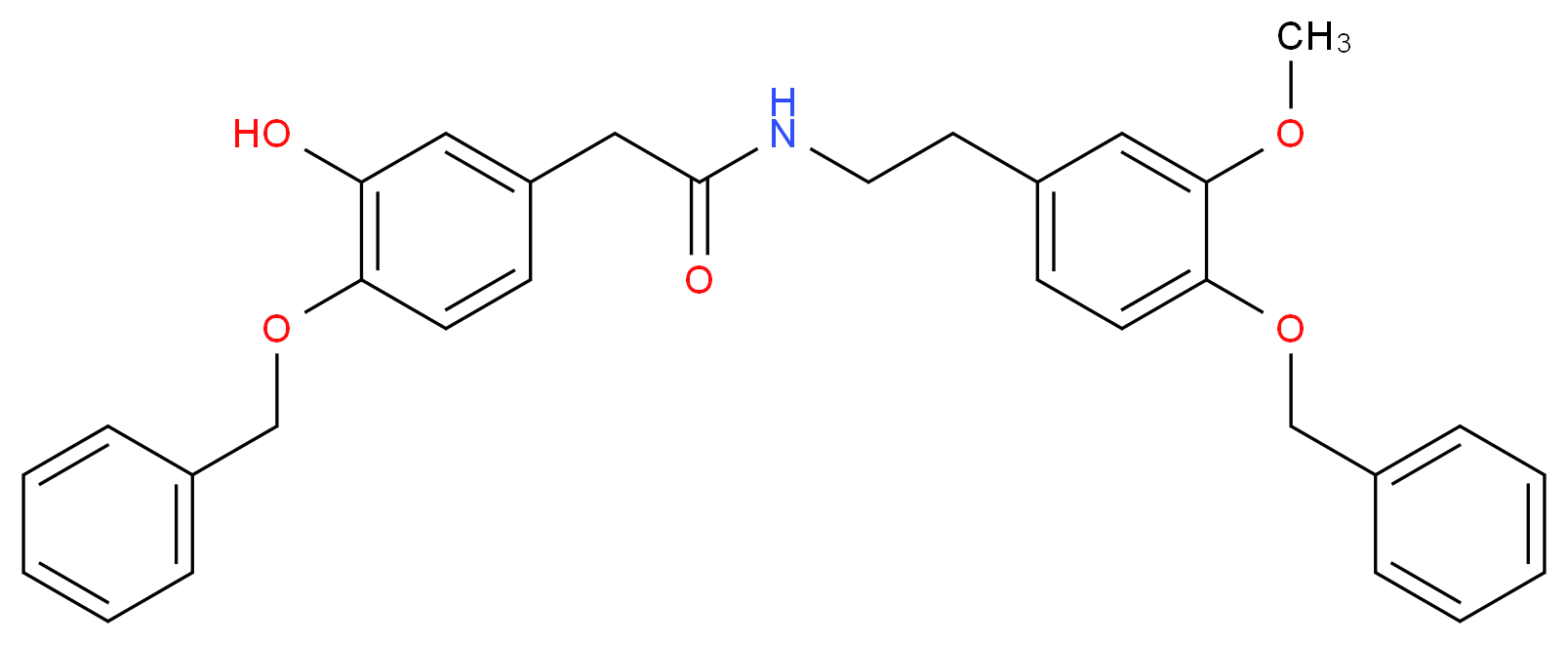 2-[4-(benzyloxy)-3-hydroxyphenyl]-N-{2-[4-(benzyloxy)-3-methoxyphenyl]ethyl}acetamide_分子结构_CAS_62744-12-1