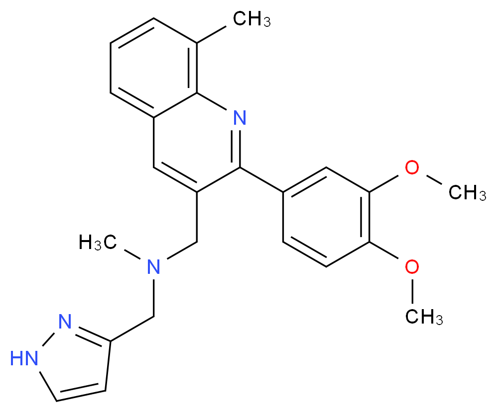 1-[2-(3,4-dimethoxyphenyl)-8-methyl-3-quinolinyl]-N-methyl-N-(1H-pyrazol-3-ylmethyl)methanamine_分子结构_CAS_)
