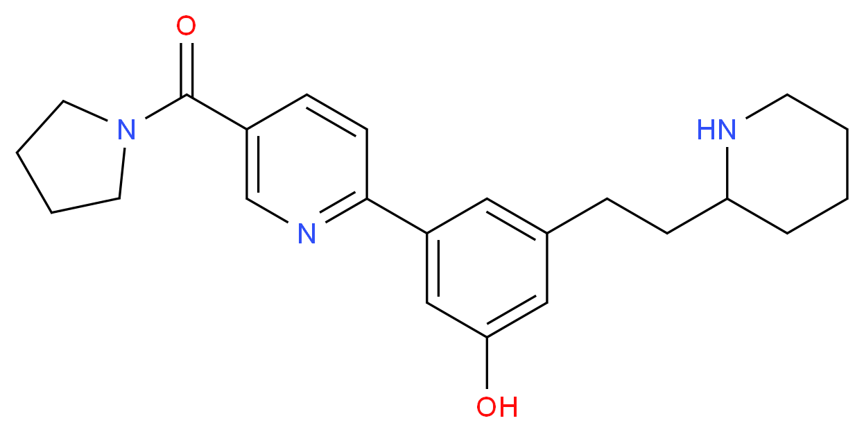 3-(2-piperidin-2-ylethyl)-5-[5-(pyrrolidin-1-ylcarbonyl)pyridin-2-yl]phenol_分子结构_CAS_)
