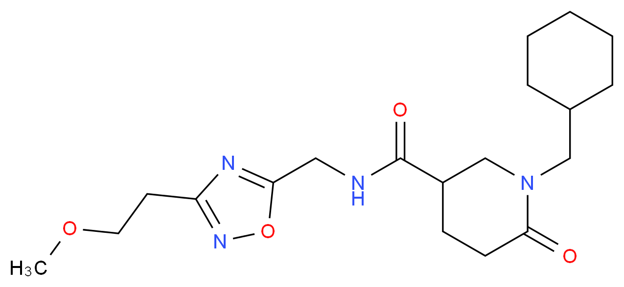 1-(cyclohexylmethyl)-N-{[3-(2-methoxyethyl)-1,2,4-oxadiazol-5-yl]methyl}-6-oxo-3-piperidinecarboxamide_分子结构_CAS_)