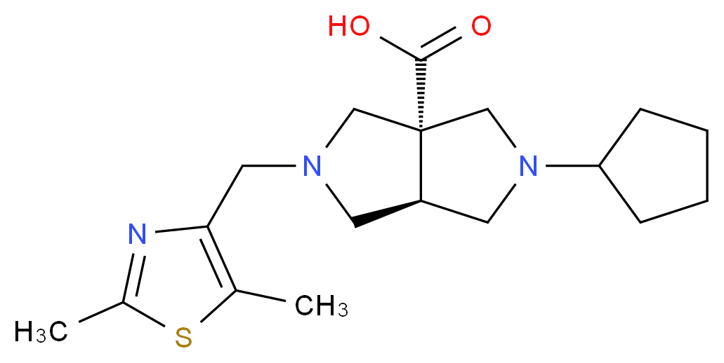 (3aR*,6aR*)-2-cyclopentyl-5-[(2,5-dimethyl-1,3-thiazol-4-yl)methyl]hexahydropyrrolo[3,4-c]pyrrole-3a(1H)-carboxylic acid_分子结构_CAS_)