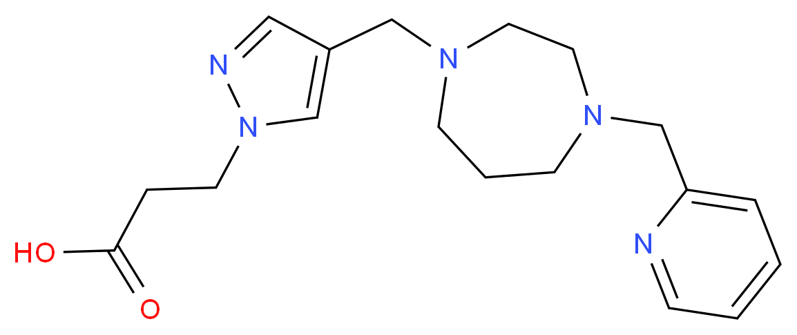 3-(4-{[4-(pyridin-2-ylmethyl)-1,4-diazepan-1-yl]methyl}-1H-pyrazol-1-yl)propanoic acid_分子结构_CAS_)