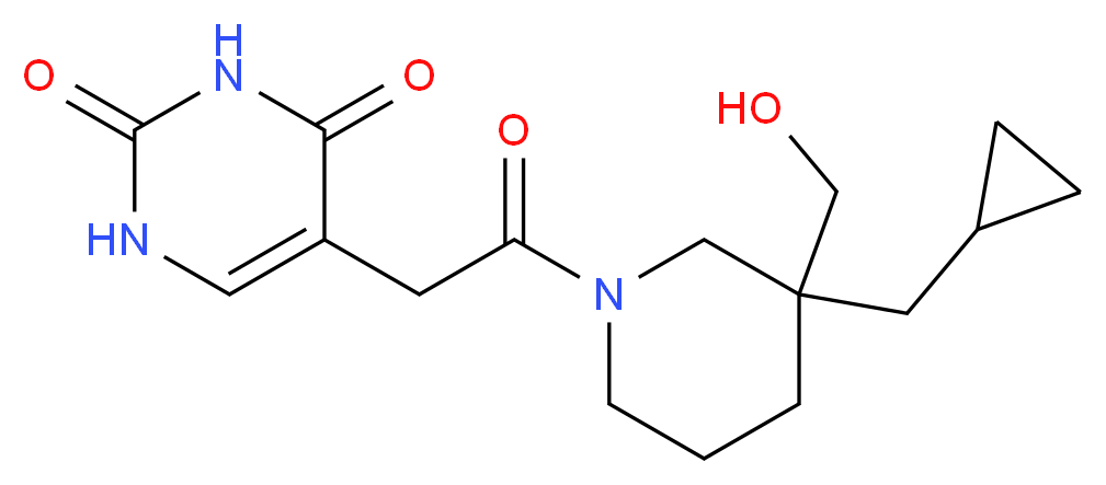 5-{2-[3-(cyclopropylmethyl)-3-(hydroxymethyl)-1-piperidinyl]-2-oxoethyl}-2,4(1H,3H)-pyrimidinedione_分子结构_CAS_)