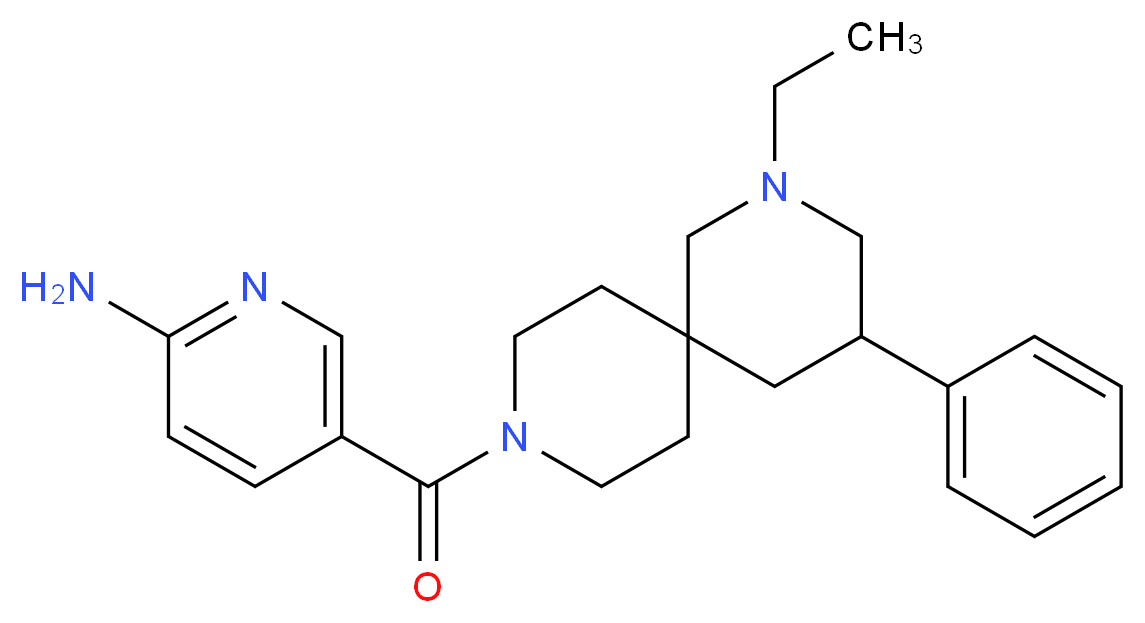 5-[(2-ethyl-4-phenyl-2,9-diazaspiro[5.5]undec-9-yl)carbonyl]-2-pyridinamine_分子结构_CAS_)