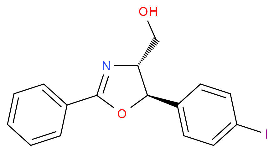 [(4R,5R)-5-(4-iodophenyl)-2-phenyl-4,5-dihydro-1,3-oxazol-4-yl]methanol_分子结构_CAS_927689-68-7