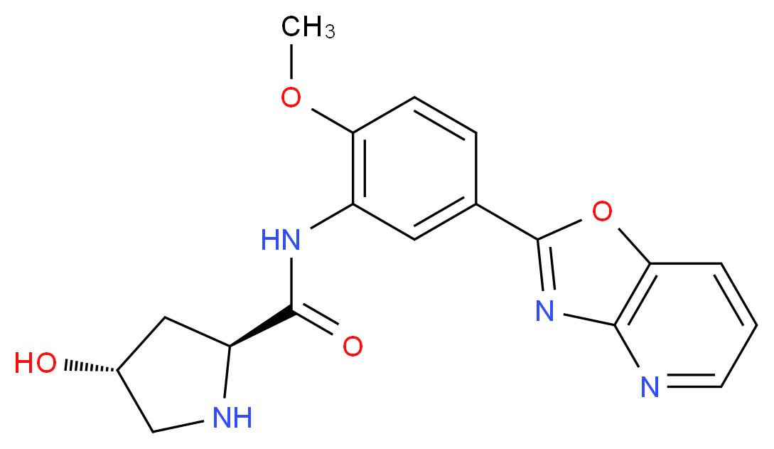 (2S,4R)-4-hydroxy-N-(2-methoxy-5-[1,3]oxazolo[4,5-b]pyridin-2-ylphenyl)pyrrolidine-2-carboxamide_分子结构_CAS_)