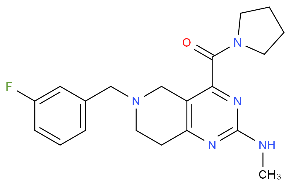 6-(3-fluorobenzyl)-N-methyl-4-(1-pyrrolidinylcarbonyl)-5,6,7,8-tetrahydropyrido[4,3-d]pyrimidin-2-amine_分子结构_CAS_)