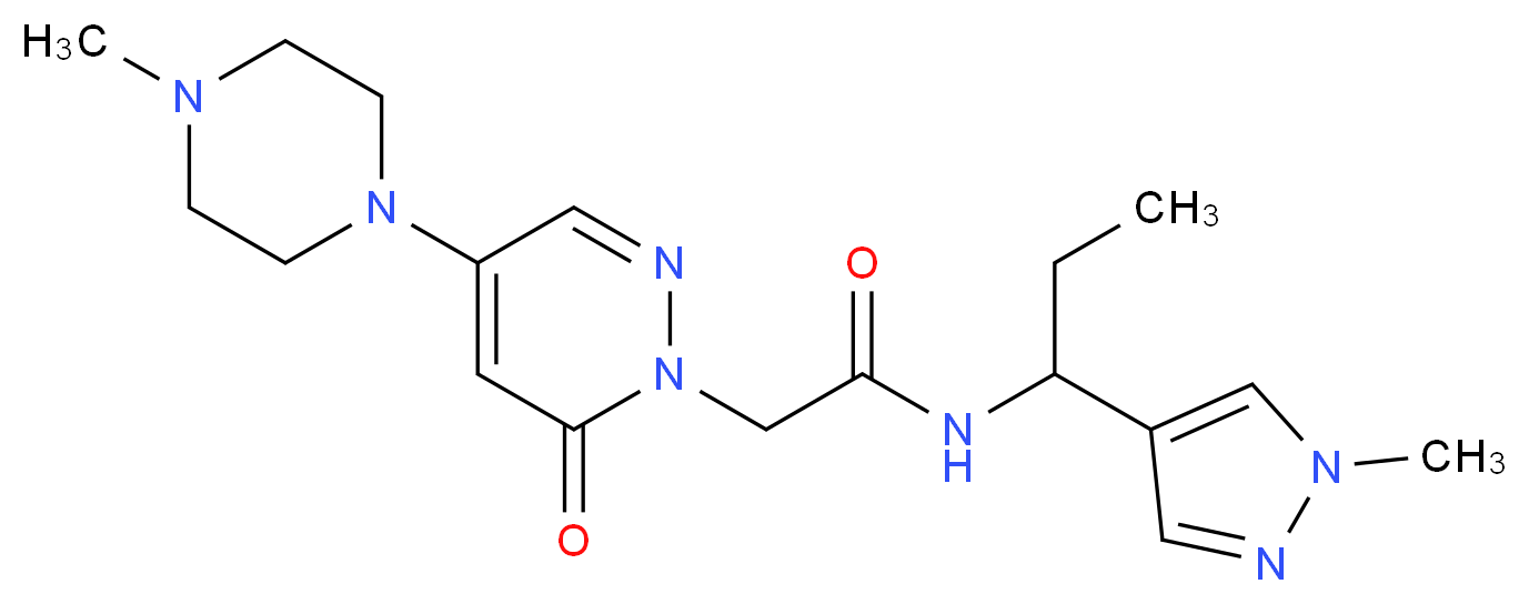 2-[4-(4-methyl-1-piperazinyl)-6-oxo-1(6H)-pyridazinyl]-N-[1-(1-methyl-1H-pyrazol-4-yl)propyl]acetamide_分子结构_CAS_)