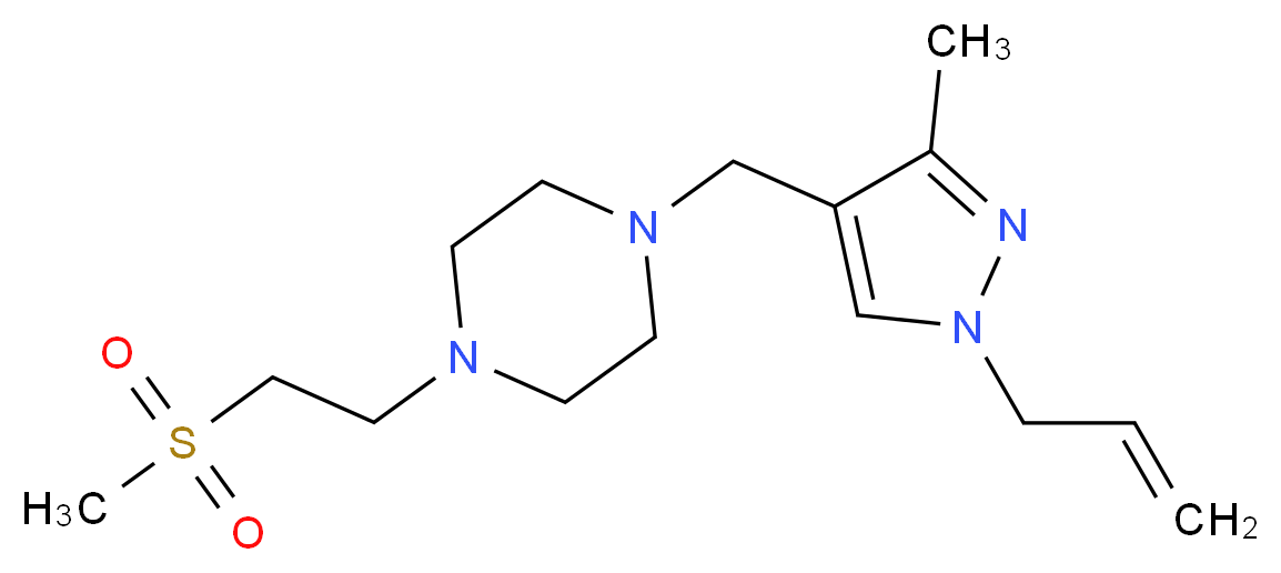 1-[(1-allyl-3-methyl-1H-pyrazol-4-yl)methyl]-4-[2-(methylsulfonyl)ethyl]piperazine_分子结构_CAS_)