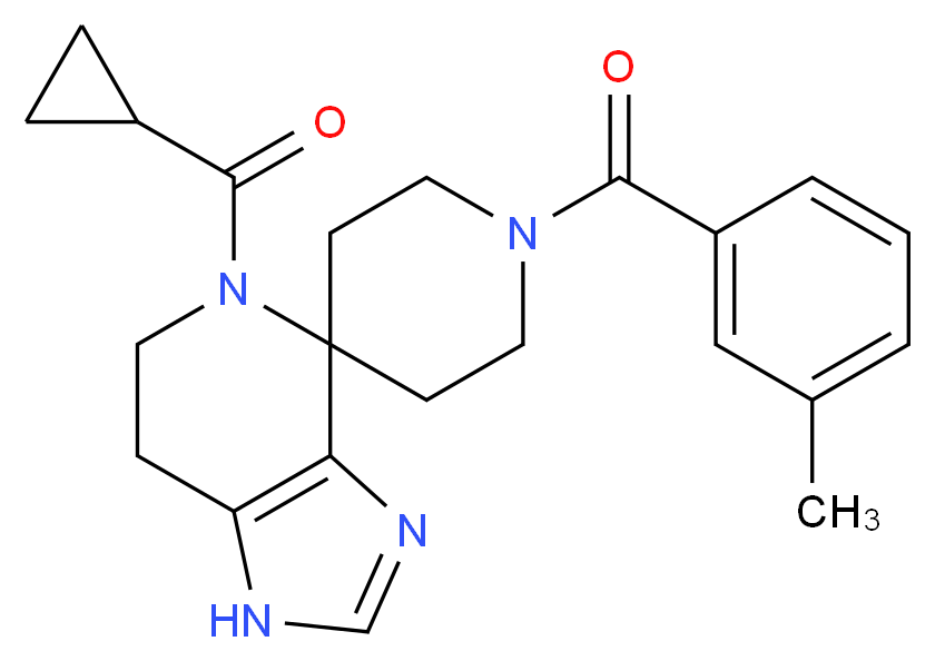 5-(cyclopropylcarbonyl)-1'-(3-methylbenzoyl)-1,5,6,7-tetrahydrospiro[imidazo[4,5-c]pyridine-4,4'-piperidine]_分子结构_CAS_)