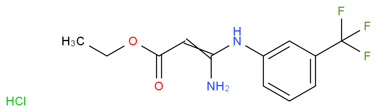 Ethyl 3-amino-3-[3-(trifluoromethyl)anilino]prop-2-en-1-oate hydrochloride_分子结构_CAS_)