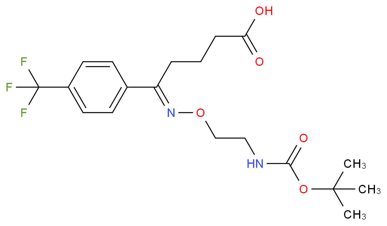 (5E)-5-[(2-{[(tert-butoxy)carbonyl]amino}ethoxy)imino]-5-[4-(trifluoromethyl)phenyl]pentanoic acid_分子结构_CAS_1159977-14-6