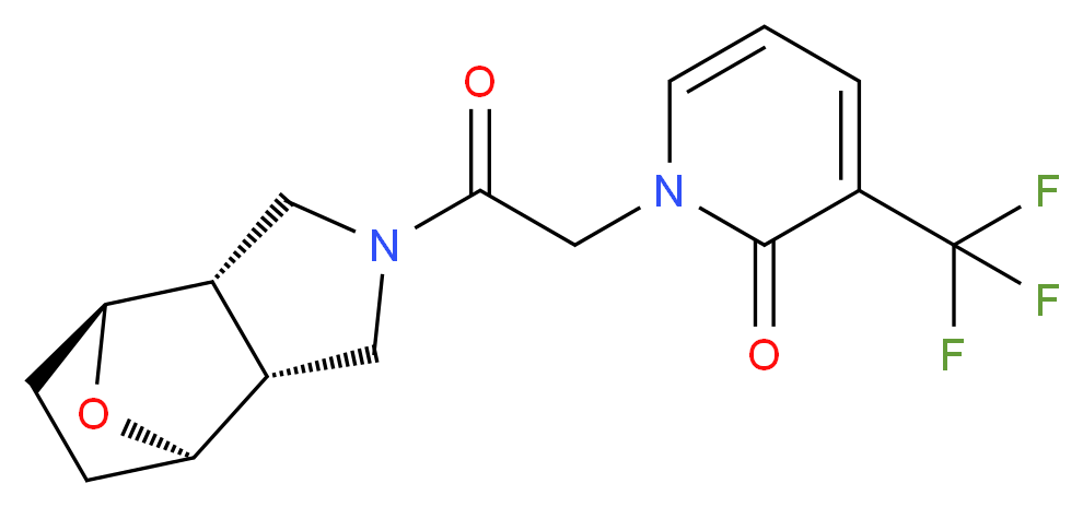 1-{2-[(1R*,2R*,6S*,7S*)-10-oxa-4-azatricyclo[5.2.1.0~2,6~]dec-4-yl]-2-oxoethyl}-3-(trifluoromethyl)pyridin-2(1H)-one_分子结构_CAS_)