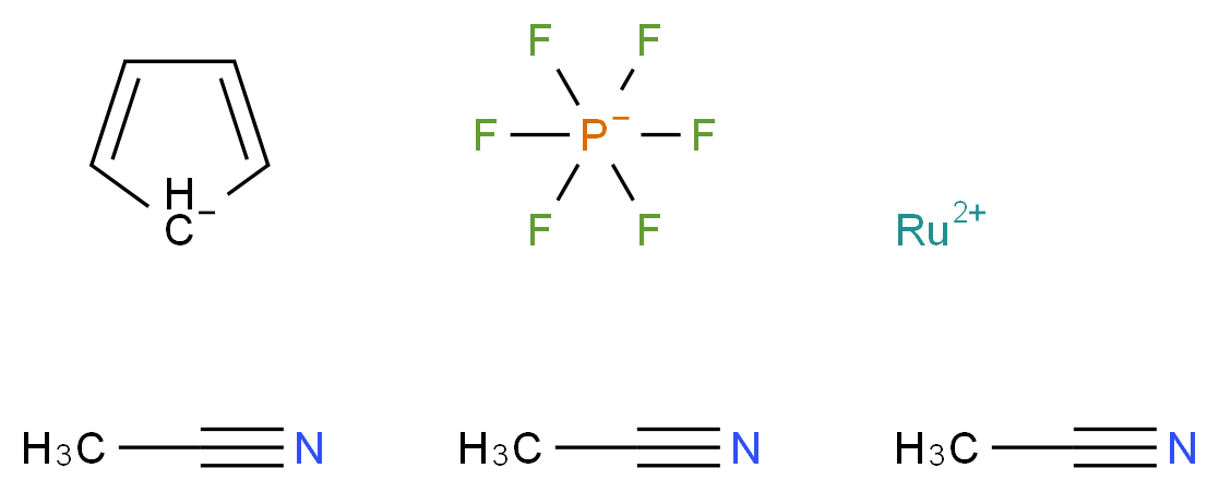 λ<sup>2</sup>-ruthenium(2+) ion tris(acetonitrile) cyclopenta-2,4-dien-1-ide hexafluoro-λ<sup>5</sup>-phosphanuide_分子结构_CAS_80049-61-2