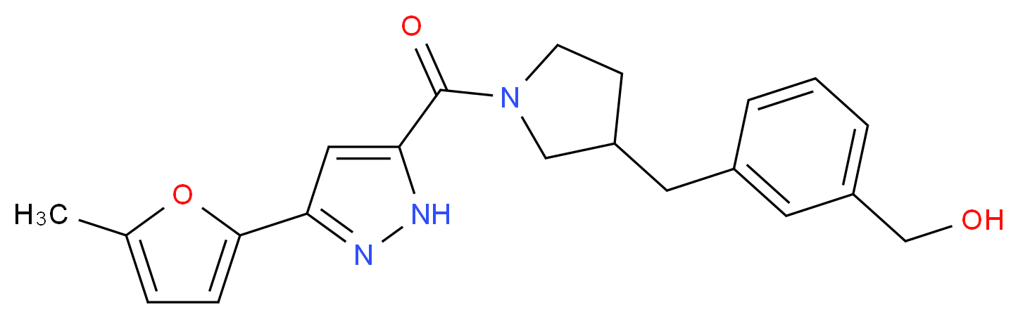 {3-[(1-{[3-(5-methyl-2-furyl)-1H-pyrazol-5-yl]carbonyl}pyrrolidin-3-yl)methyl]phenyl}methanol_分子结构_CAS_)