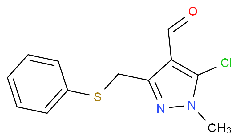 5-chloro-1-methyl-3-[(phenylsulfanyl)methyl]-1H-pyrazole-4-carbaldehyde_分子结构_CAS_318234-26-3