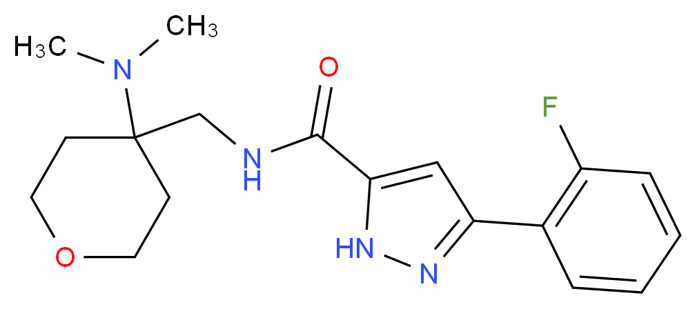 N-{[4-(dimethylamino)tetrahydro-2H-pyran-4-yl]methyl}-3-(2-fluorophenyl)-1H-pyrazole-5-carboxamide_分子结构_CAS_)