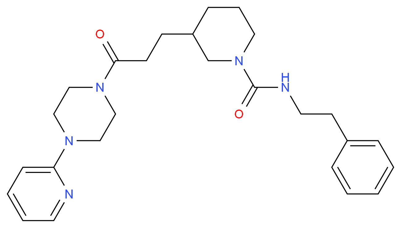 3-{3-oxo-3-[4-(2-pyridinyl)-1-piperazinyl]propyl}-N-(2-phenylethyl)-1-piperidinecarboxamide_分子结构_CAS_)