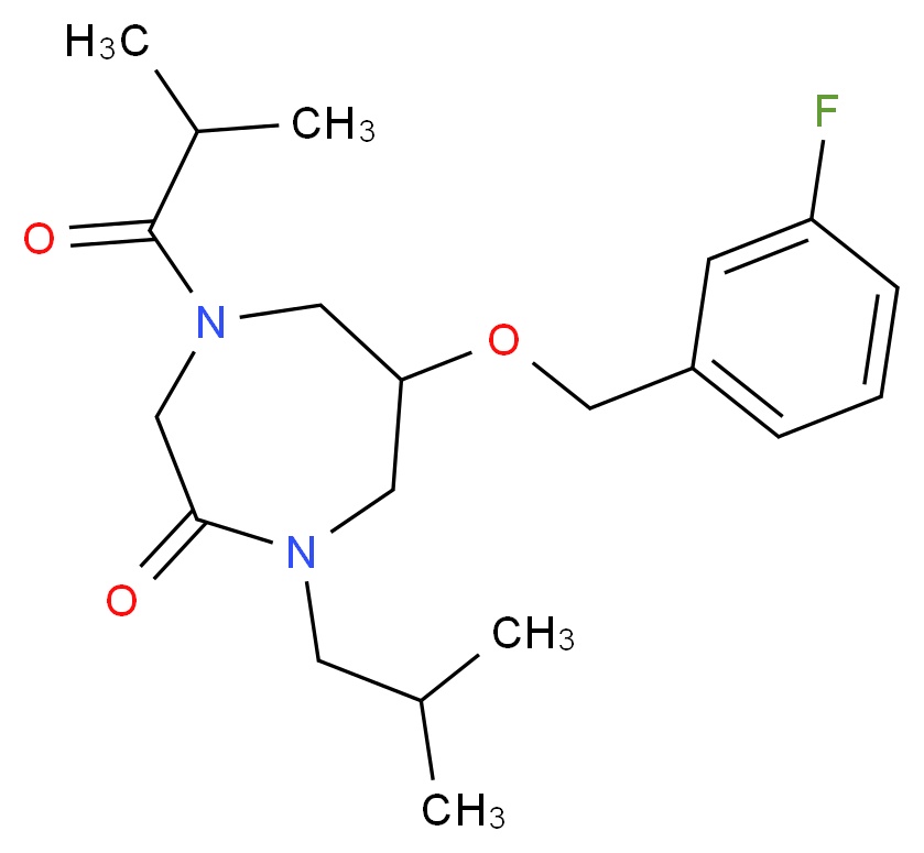 6-[(3-fluorobenzyl)oxy]-1-isobutyl-4-isobutyryl-1,4-diazepan-2-one_分子结构_CAS_)