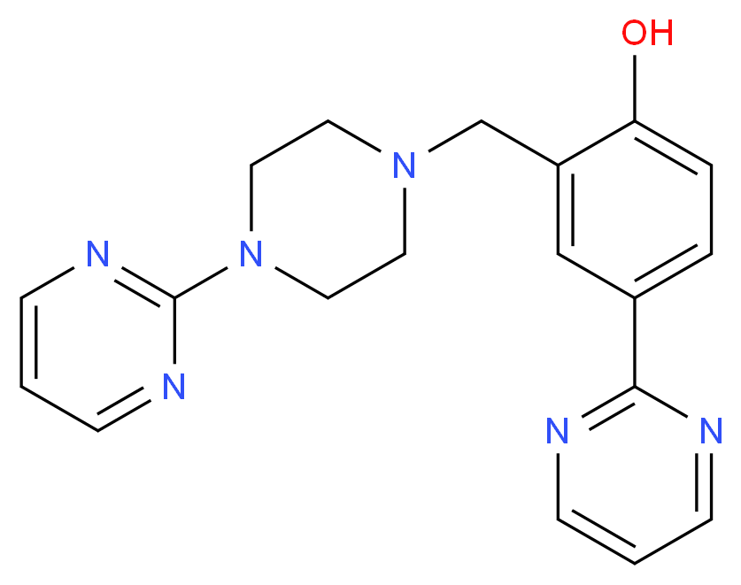 4-(2-pyrimidinyl)-2-{[4-(2-pyrimidinyl)-1-piperazinyl]methyl}phenol_分子结构_CAS_)