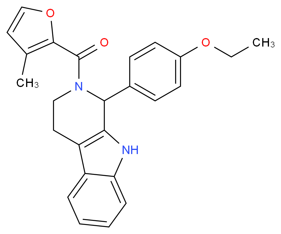 1-(4-ethoxyphenyl)-2-(3-methyl-2-furoyl)-2,3,4,9-tetrahydro-1H-beta-carboline_分子结构_CAS_)