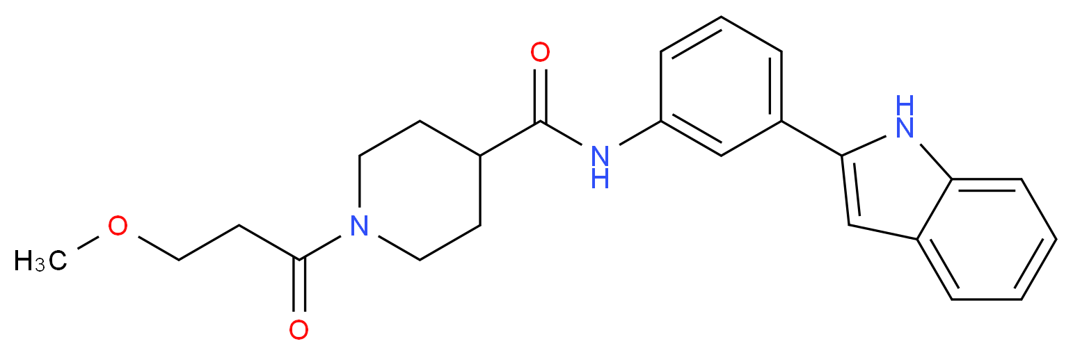 N-[3-(1H-indol-2-yl)phenyl]-1-(3-methoxypropanoyl)-4-piperidinecarboxamide_分子结构_CAS_)