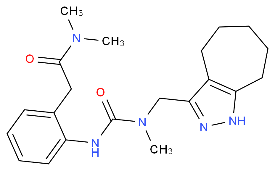 2-[2-({[(1,4,5,6,7,8-hexahydrocyclohepta[c]pyrazol-3-ylmethyl)(methyl)amino]carbonyl}amino)phenyl]-N,N-dimethylacetamide_分子结构_CAS_)