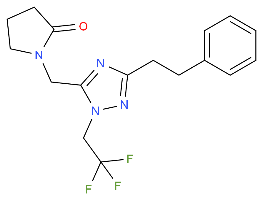 1-{[3-(2-phenylethyl)-1-(2,2,2-trifluoroethyl)-1H-1,2,4-triazol-5-yl]methyl}pyrrolidin-2-one_分子结构_CAS_)