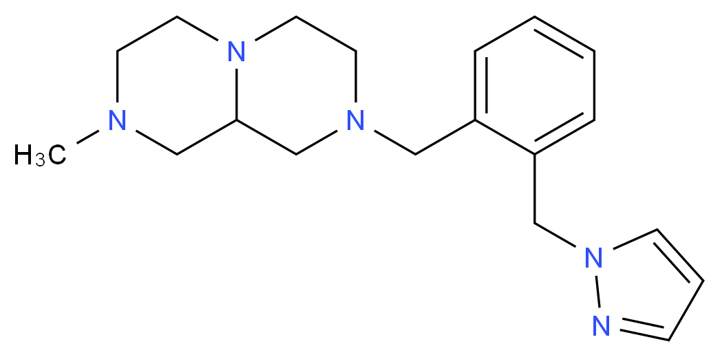 2-methyl-8-[2-(1H-pyrazol-1-ylmethyl)benzyl]octahydro-2H-pyrazino[1,2-a]pyrazine_分子结构_CAS_)
