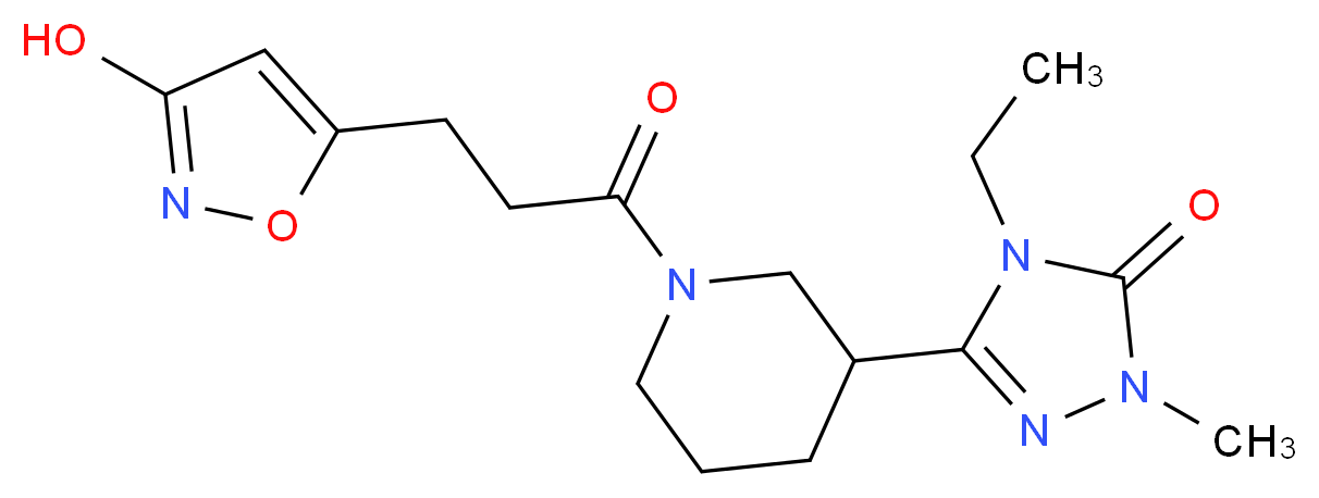 4-ethyl-5-{1-[3-(3-hydroxyisoxazol-5-yl)propanoyl]piperidin-3-yl}-2-methyl-2,4-dihydro-3H-1,2,4-triazol-3-one_分子结构_CAS_)