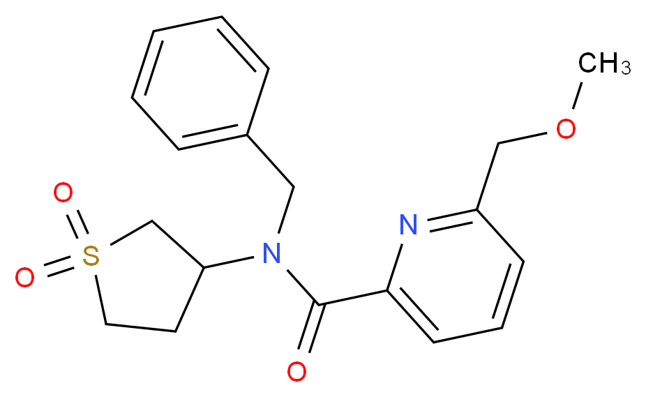 N-benzyl-N-(1,1-dioxidotetrahydro-3-thienyl)-6-(methoxymethyl)pyridine-2-carboxamide_分子结构_CAS_)