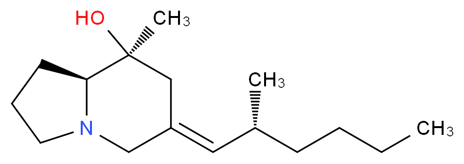 (6E,8S,8aS)-8-methyl-6-[(2R)-2-methylhexylidene]-octahydroindolizin-8-ol_分子结构_CAS_73376-35-9