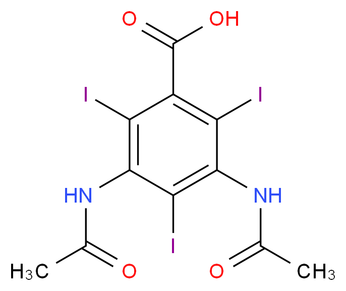 3,5-Diacetamido-2,4,6-triiodobenzoic acid_分子结构_CAS_50978-11-5)