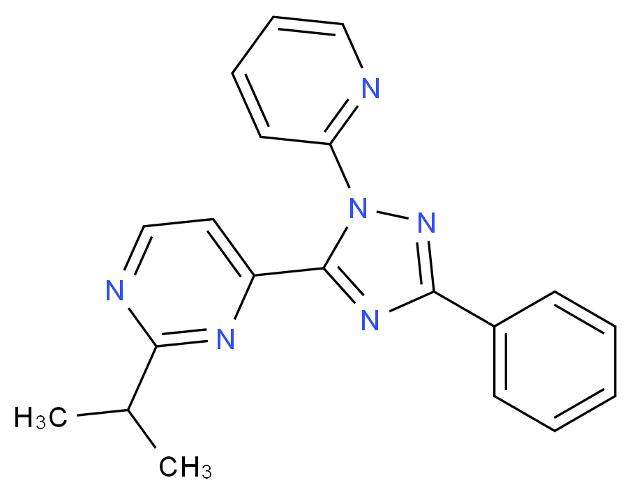 2-isopropyl-4-(3-phenyl-1-pyridin-2-yl-1H-1,2,4-triazol-5-yl)pyrimidine_分子结构_CAS_)