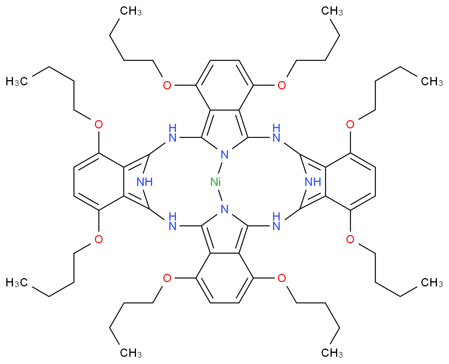 1,4,8,11,15,18,22,25-八丁氧基-29H,31H-酞菁镍(II)_分子结构_CAS_155773-71-0)